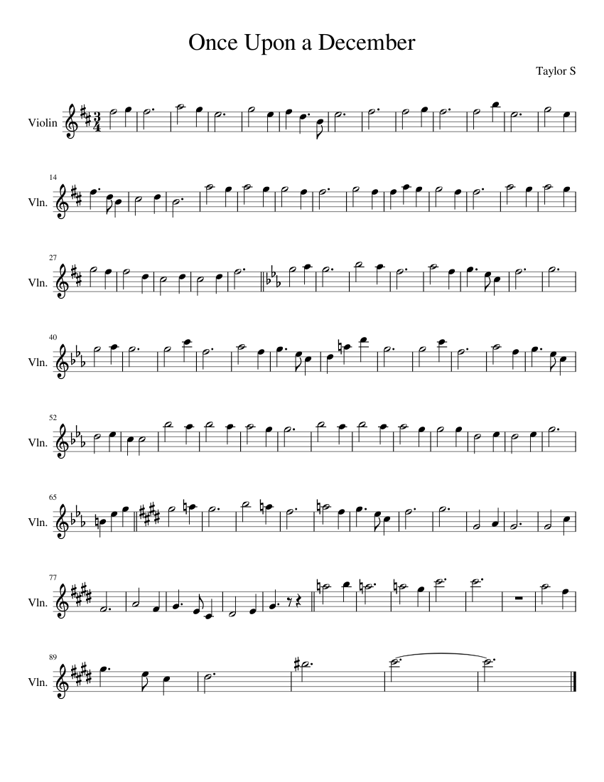 once upon a december musescore